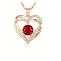 Mama Heart Pendant Red Zircon Necklace