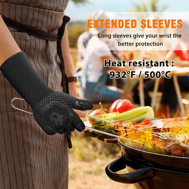 ThermaGrip Heat Resistant Grill Glove | Silicone & Cotton | Non-slip & fireproof up to 800 °C | For Grill, Oven & BBQ | 1 Piece