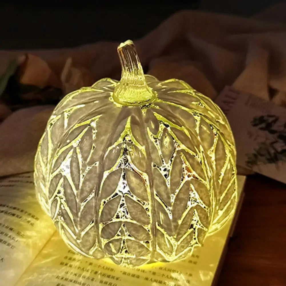Aurelia Glow Glass Pumpkin Decoration | Starry Sky Design | LED & Timer Function | Autumn & Halloween