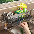 Aluminum Kitchen Shelf | Self-Emptying Sink Shelf – No Drilling Required