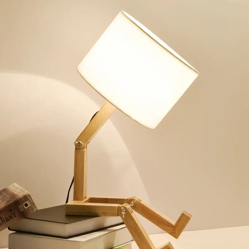 Wooden Table Lamp with Book Holder – Modern Design for Your Home