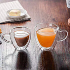 Heart Love Shape Glass Mug Double-Walled Coffee Cups Insulated Tea Milk Lemon Juice Water Cup Heat-Resistant Drinkware Lover Gift