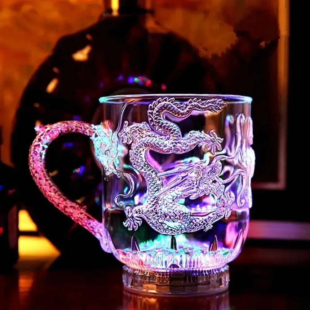 1 piece color changing luminous LED dragon mug water activated lights beer coffee milk tea wine whiskey bar cup travel creative gift
