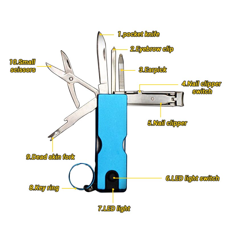 10-in-1 Stainless Steel EDC Keychain Tool