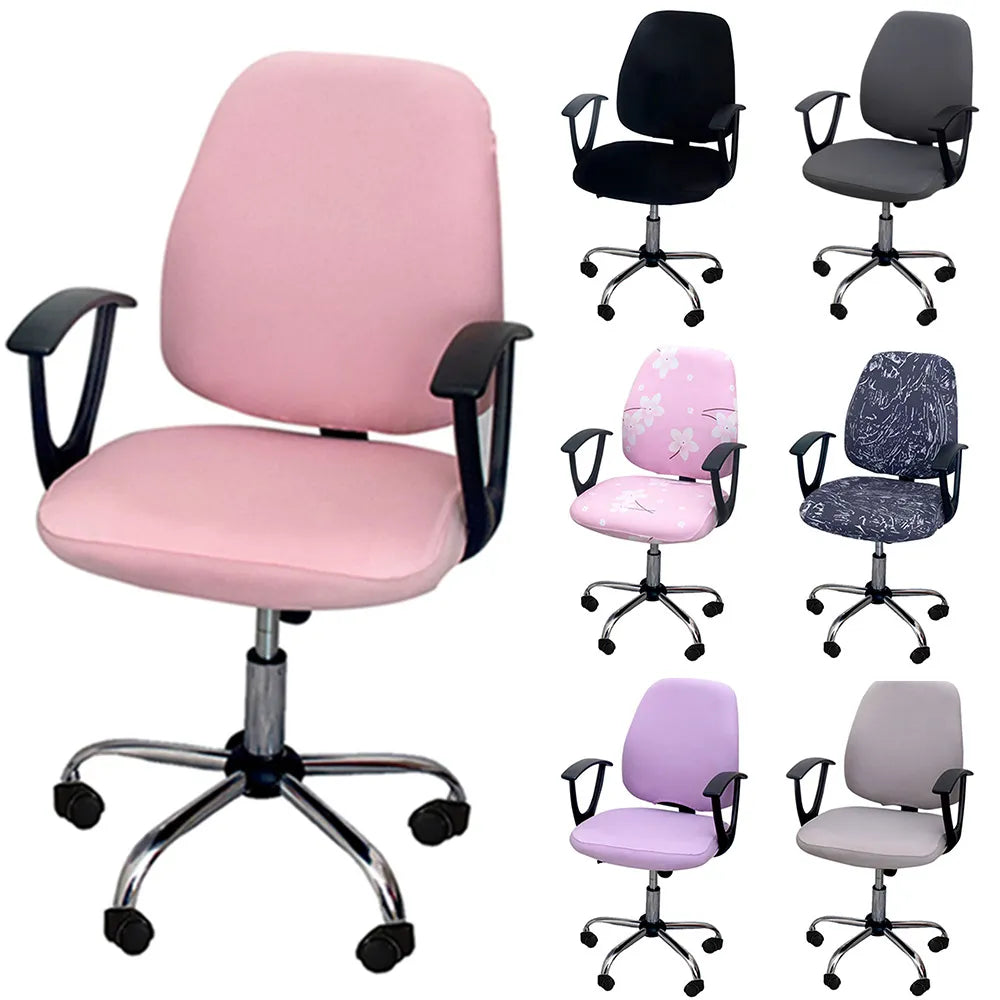 2-piece Split Office Rose Chair Covers