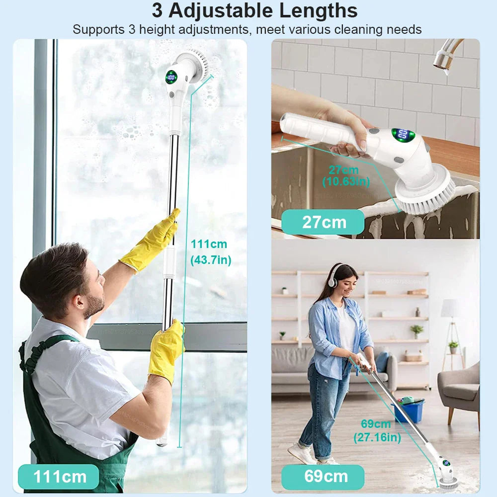 Single Cleaning Solution: 8-in-1 Multifunctional Electric Cleaning Brush - Wireless and Rotating for Bathroom, Kitchen, Windows, and Toilet