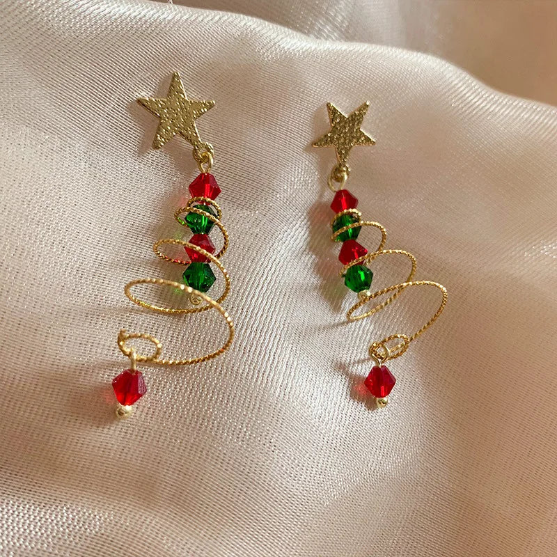 Spiral Christmas Tree Dangle Earrings