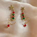 Spiral Christmas Tree Dangle Earrings