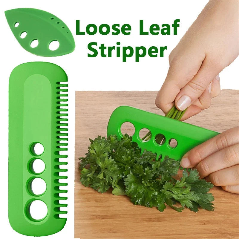 Green Quick Herb Remover for Vegetables | 4-in-1 Stripper for Parsley, Cilantro & Co. | Handy Kitchen Assistant made of ABS Plastic