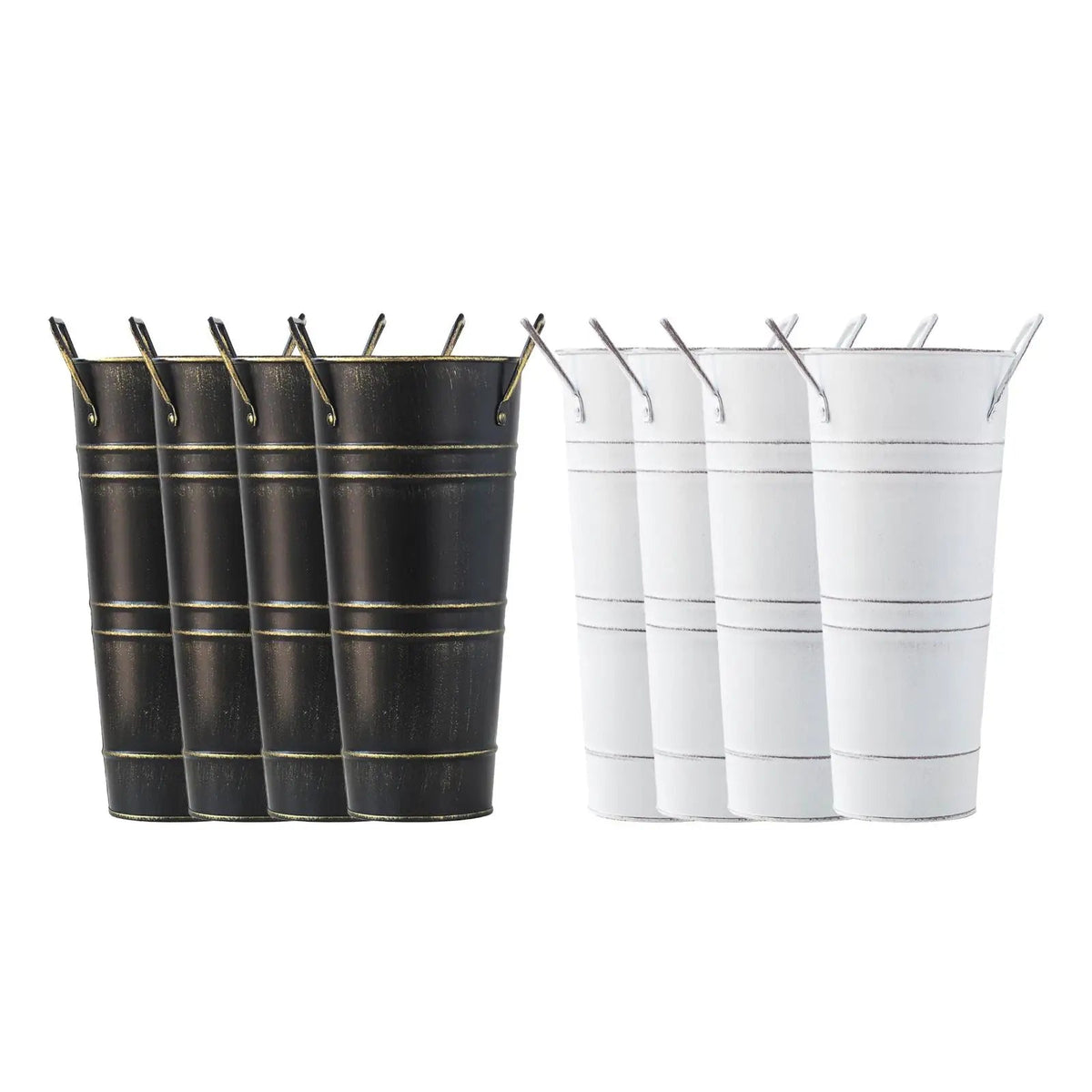 Retro Iron Flower Bucket with Handles – Decorative Metal Flower Pot for Home