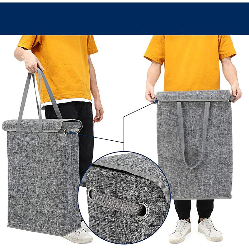 NarrowBin Laundry Basket | Narrow & 45L Volume | With Lid & Handles | For Bathroom & Hall