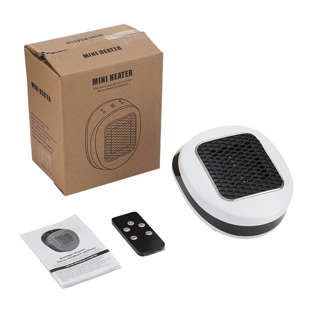 ThermoLux Mini Wall Heater 600W | Compact Electric Heater with Remote Control | Wall Socket Heater with Thermostat & Timer | Quick Heat in 3 Seconds