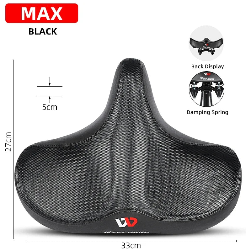 Wide Ergonomic Bike Saddle – Comfortable Saddle with Shock Absorption for City and Mountain Bikes