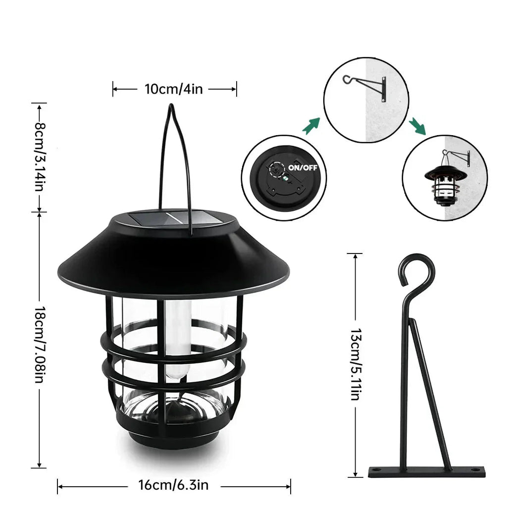 Solar Wireless Waterproof Flickering Sun Flame Lantern Light | - WallLant