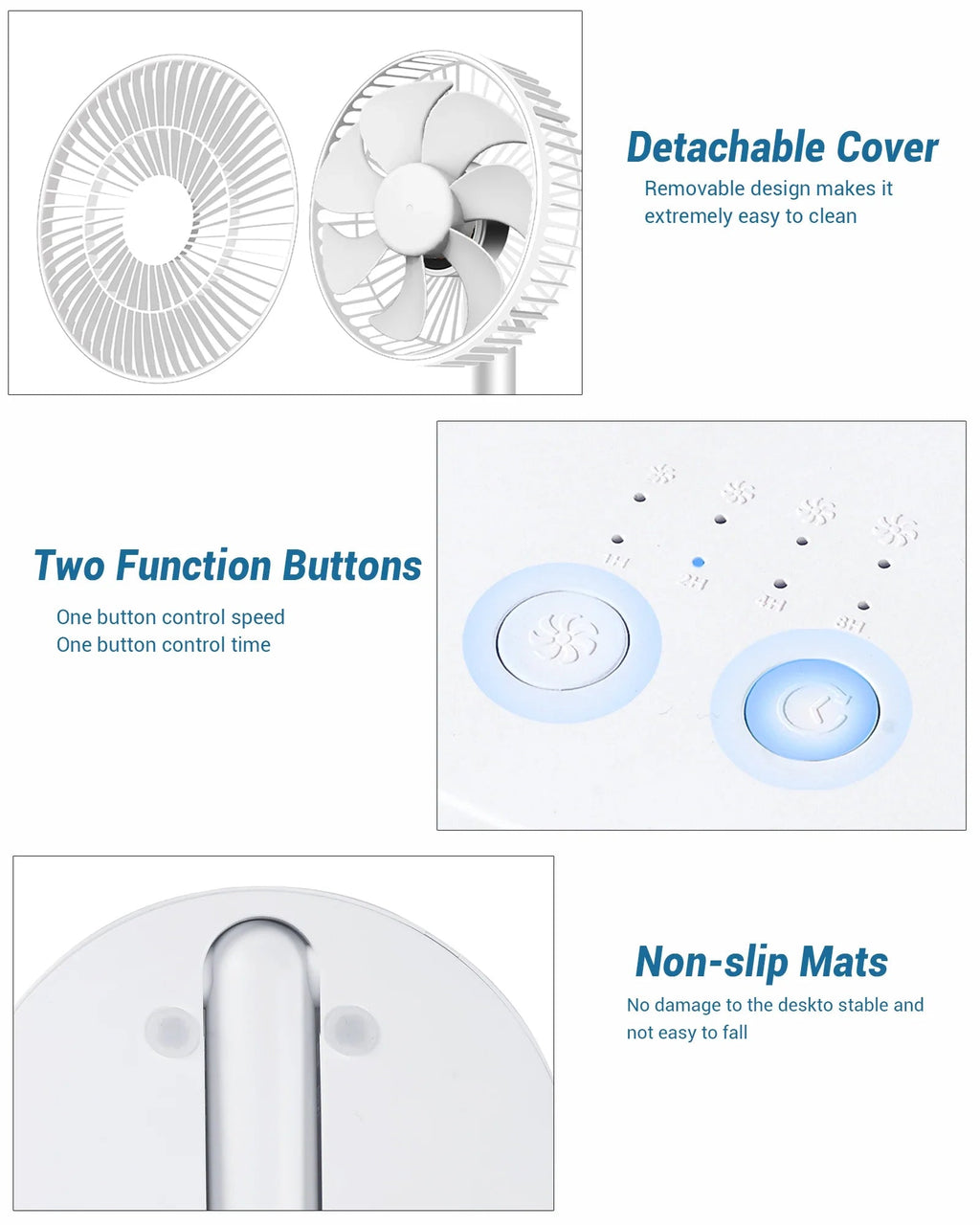 USB Table Fan Breezio | Foldable & Portable | 4 Speeds & Timer | Battery Powered for Indoor & Outdoor