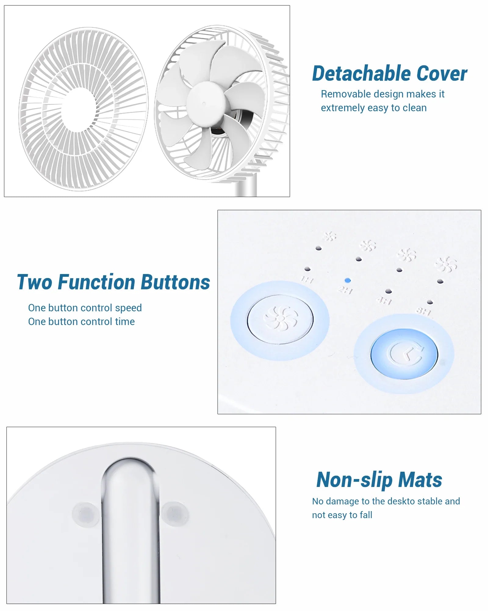 USB Table Fan Breezio | Foldable & Portable | 4 Speeds & Timer | Battery Powered for Indoor & Outdoor