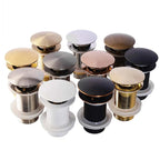 Drain screw with push-down popup – brass | 11 colors | With or without overflow