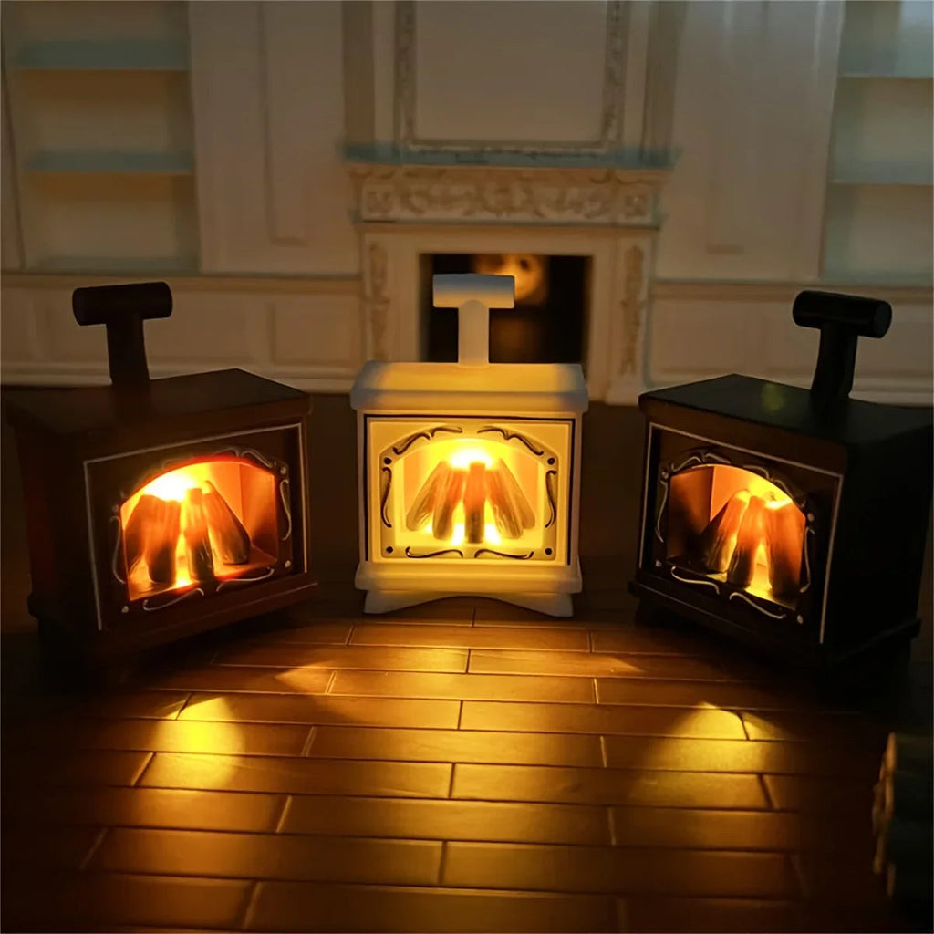 Minoria Dollhouse Fireplace Miniature | With Light Effect | 1:12 Scale | Christmas & Home Decor | 7 × 4.9 cm