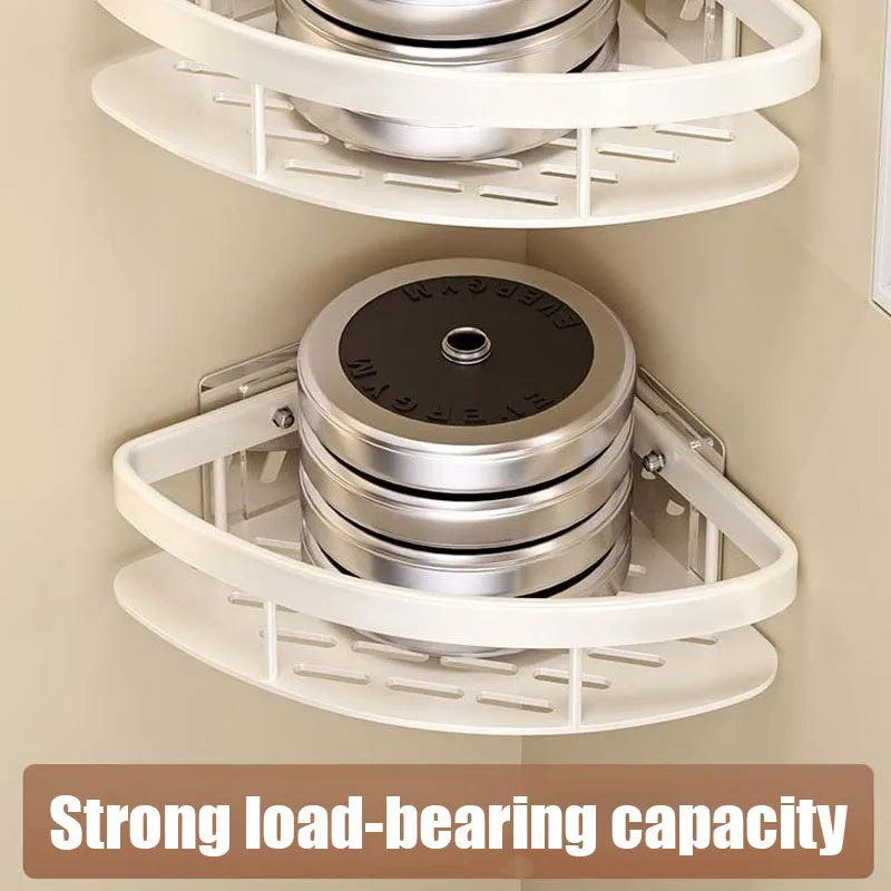 AquaSpace Pro | Corner Shower Shelf Without Drilling | Aluminum | Rust-Free & Load-Bearing | Bathroom Shelf in Black, White, Silver or Black-Gold