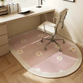 Round Office Chair Mat 100cm – Beige Striped Non-Slip Carpet Protector