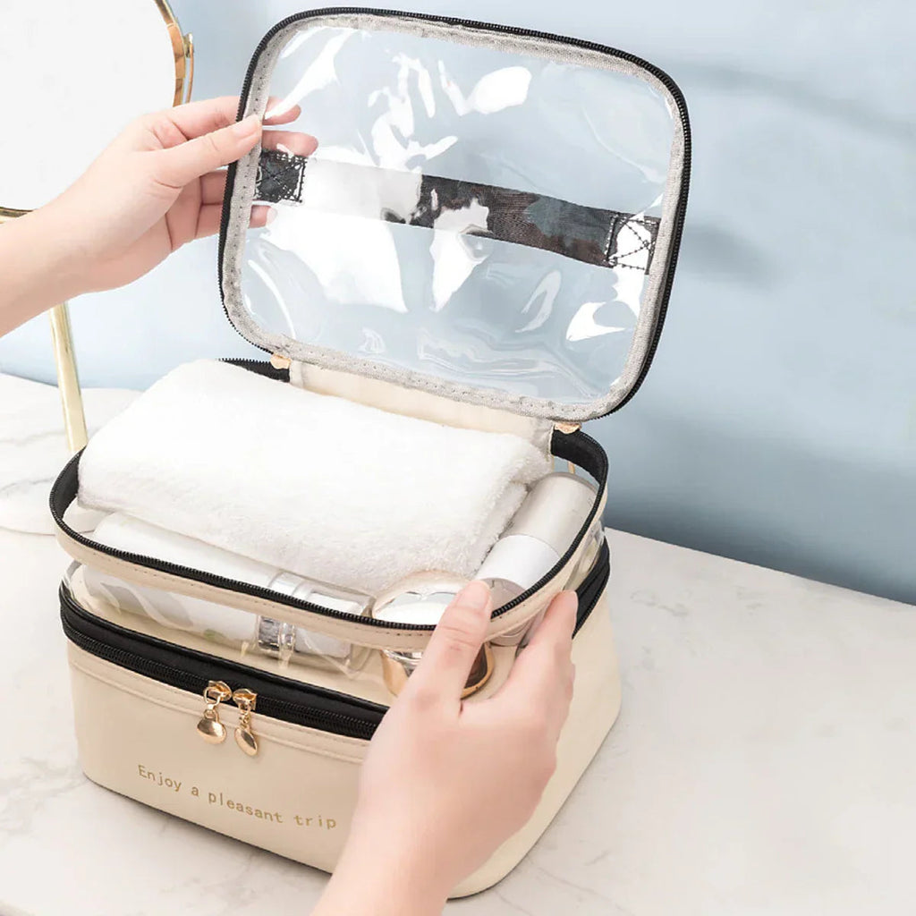 Cosmavera Cosmetic Bag | 2-in-1 Design | Transparent & Waterproof | For Travel & Everyday