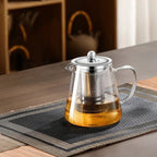 450ml-950ml Heat Resistant Glass Teapot – Stainless Steel Tea Filter, Flower Kettle for Kung Fu Tea, Puer and Oolong Tea