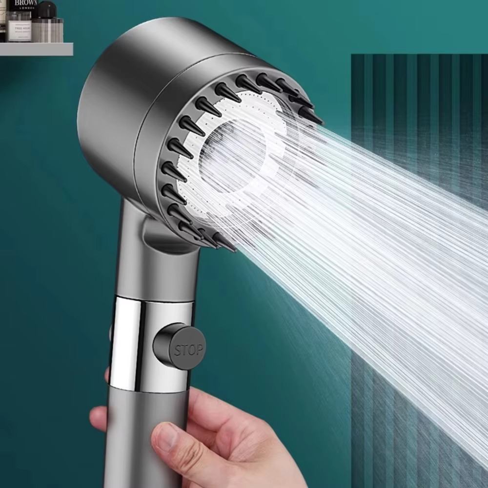 High Pressure 3-Mode Shower Head with Built-In Filter and Massage Brush