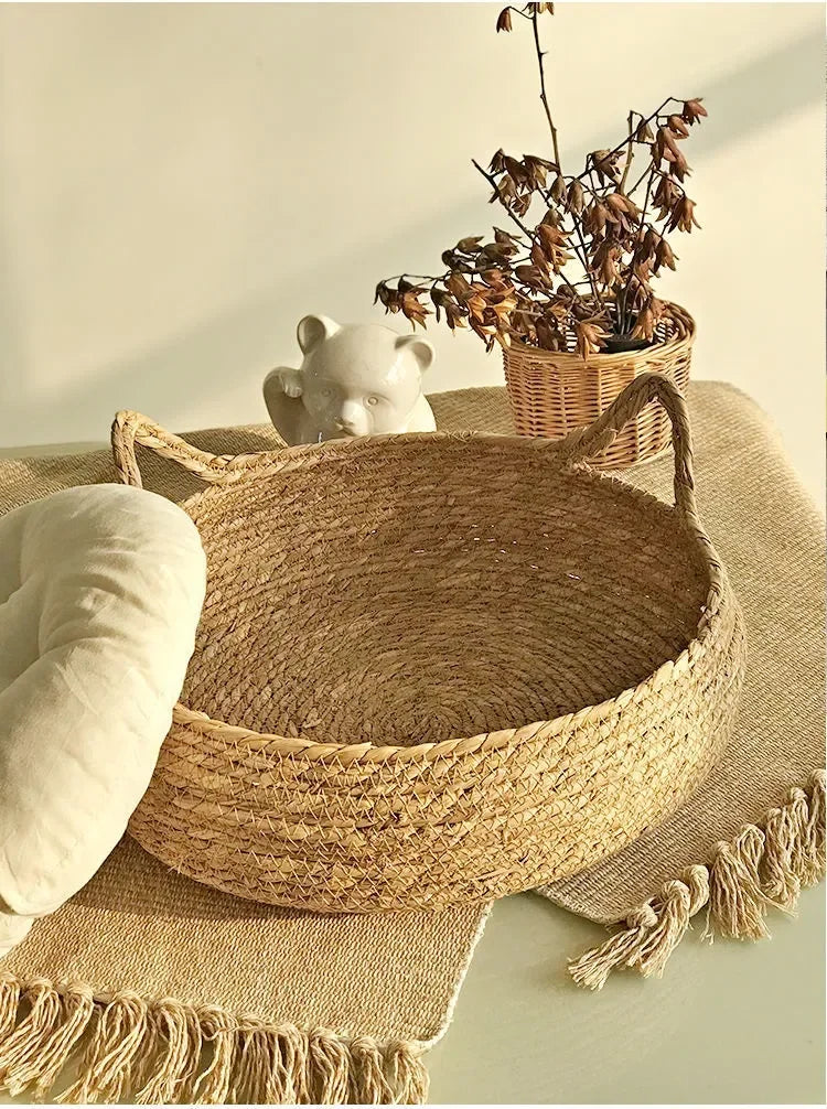 Rattan cat bed handwoven & washable