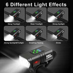 LED bike light with USB charging & 6 light modes for night rides