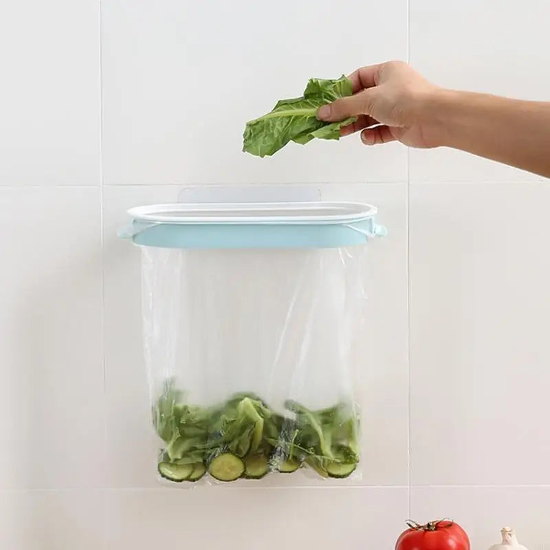 Trash Bag Holder Cleanuvo ClipBin | With Lid & Ring Holder | For Hanging on Cabinet Doors | Reusable & Washable