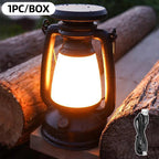 Nostalux Retro Lantern | LED Table Lamp with Remote Control | Rechargeable & Decorative | For Home, Camping & Bar