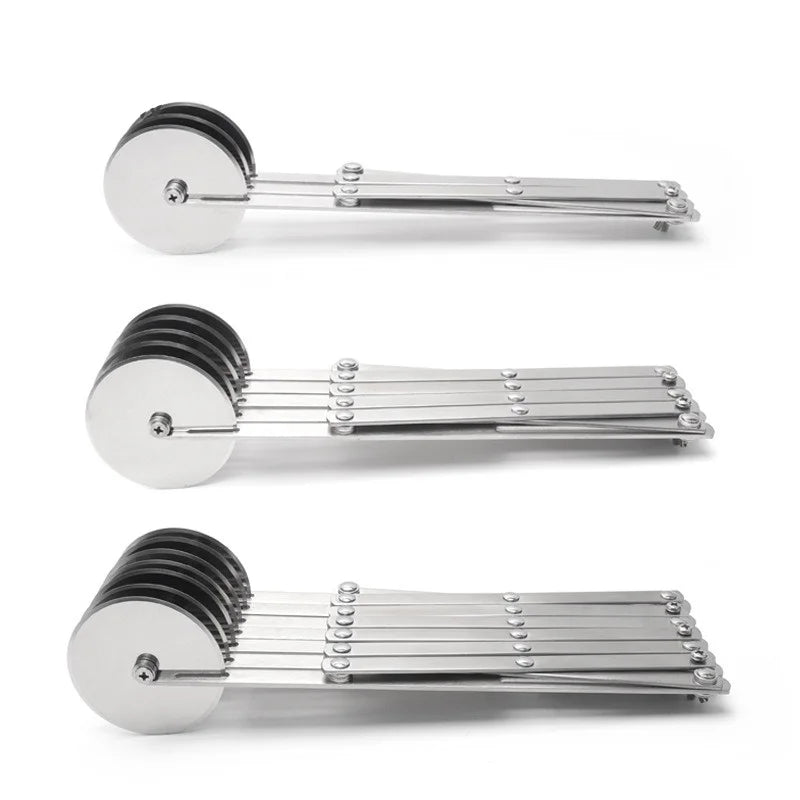 SlicePro Stainless Steel Dough Cutter | Foldable & Adjustable | 3–7 Wheels | Perfect Portioning for Pizza, Pastries & Pasta