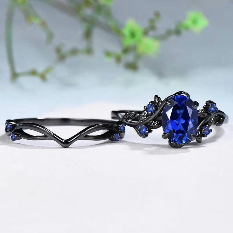 Sapphire Leaf Branch Statement Ring for Women