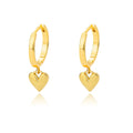 Dainty Heart Dangle Huggie Hoop Earrings