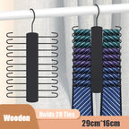 OrganizePro Holzico | Tie & Belt Holder | 20 Rotatable Hooks | For the Style-Conscious