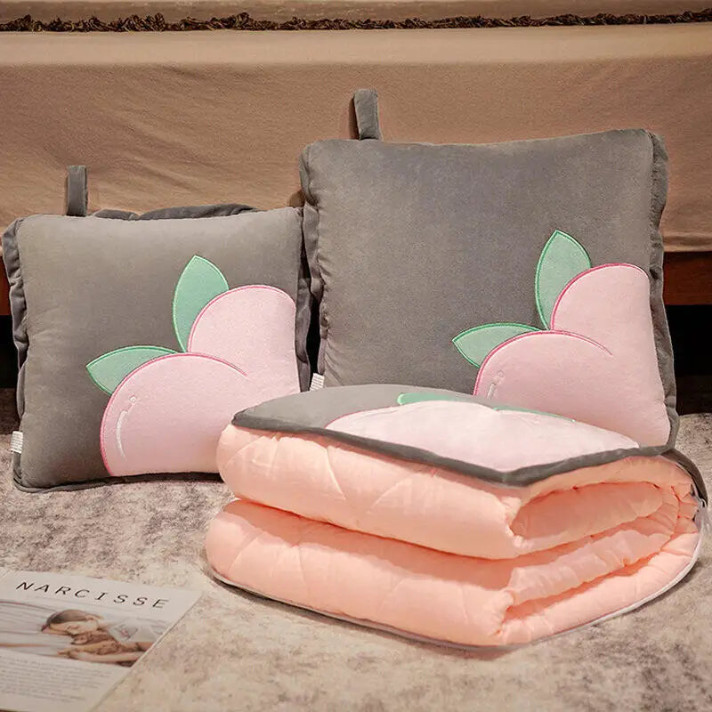Playful Cartoon Toast Foldable Travel Pillow Blanket
