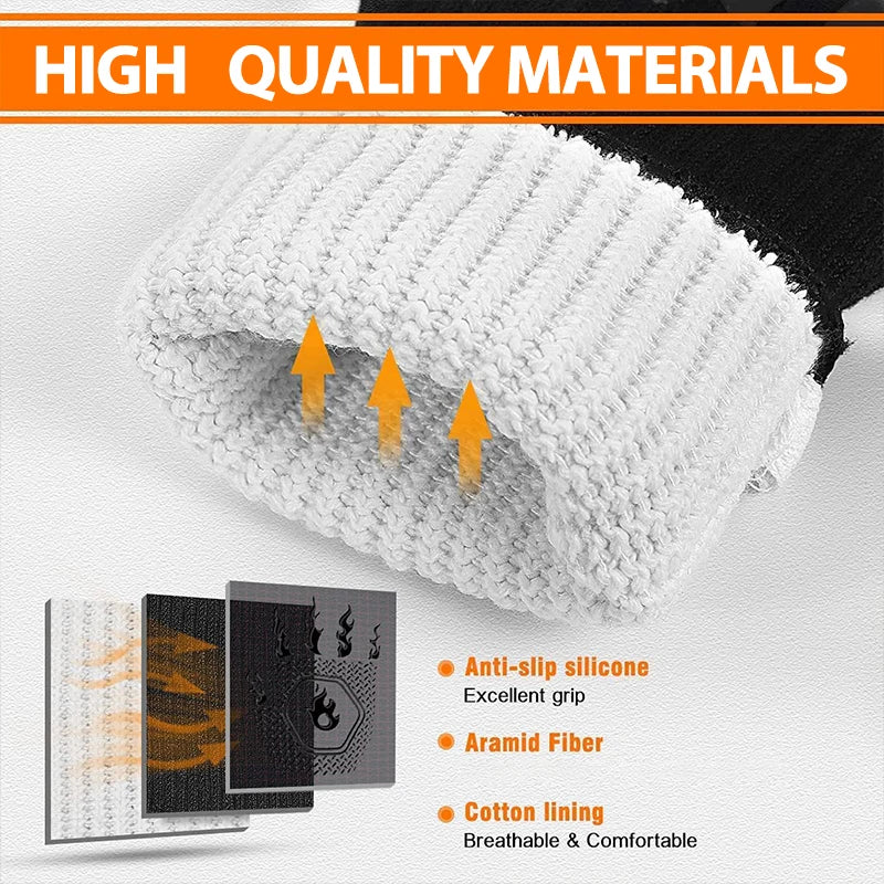 ThermaGrip Heat Resistant Grill Glove | Silicone & Cotton | Non-slip & fireproof up to 800 °C | For Grill, Oven & BBQ | 1 Piece