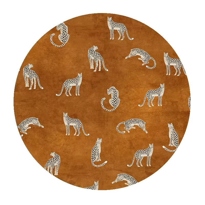 Plush Round Leopard Pattern Area Rug – Soft Thickened Floor Mat for Bedroom or Living Room