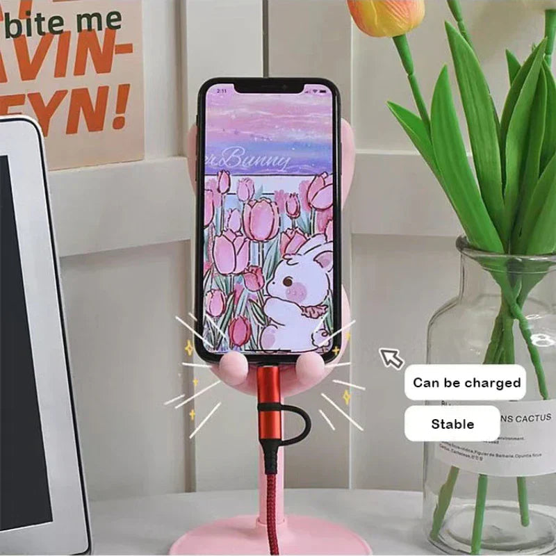 BunnyDock Phone Holder | Height Adjustable & Tiltable | Soft-Touch Design | For Phone & Tablet