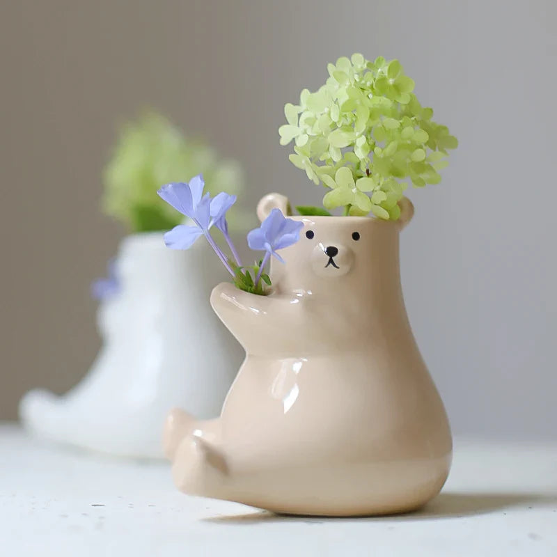 Bear with Flower Vase