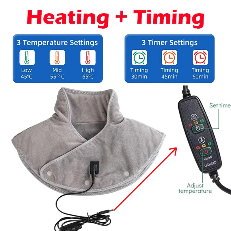 Warm Neck and Shoulder Massager USB Heating Cushion with Vibration