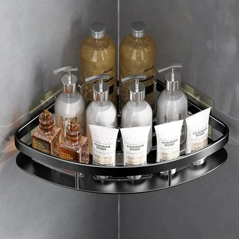 No-Drill Aluminum Bathroom Corner Shelf with Rust-Resistant Construction