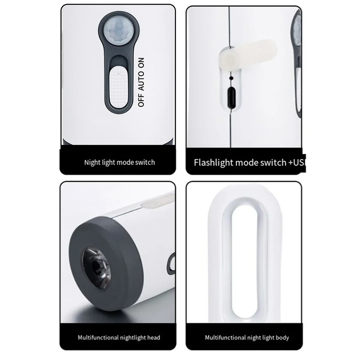 LED night light with motion sensor | 2-in-1 night light & flashlight | Rechargeable & emergency light | Twilight sensor