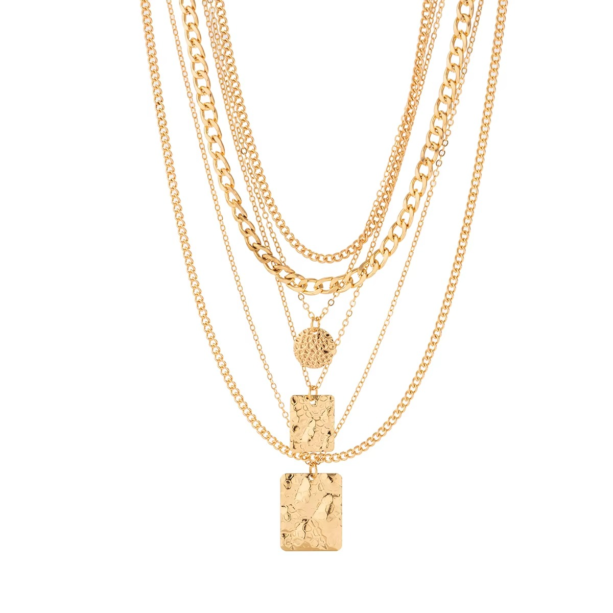 6-Piece Gold-Tone Vintage Coin & Square Tag Choker Set