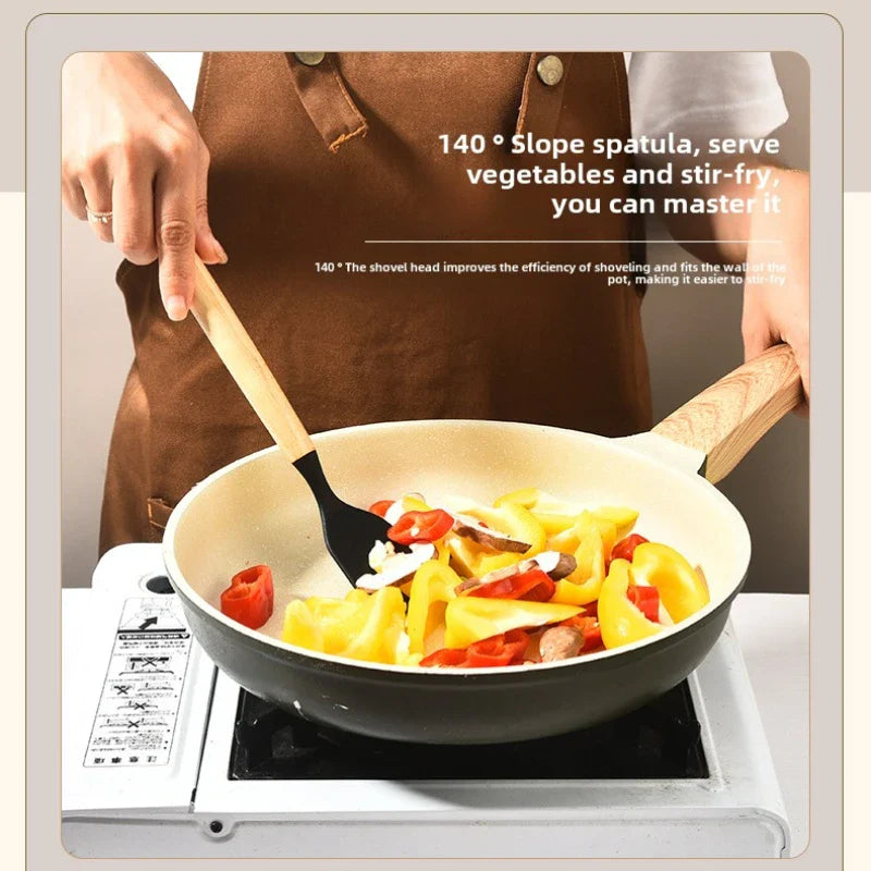 Culinora Silicone Kitchen Utensils Set | Heat Resistant up to 230 °C | 12-piece with Wooden Handles | Whisk, Spatula, Tongs & more