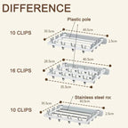 DryFold Wall-Mounted Folding Clothes Drying Rack | Foldable & Space-Saving | With Wind-Resistant Clips | Plastic/Stainless Steel