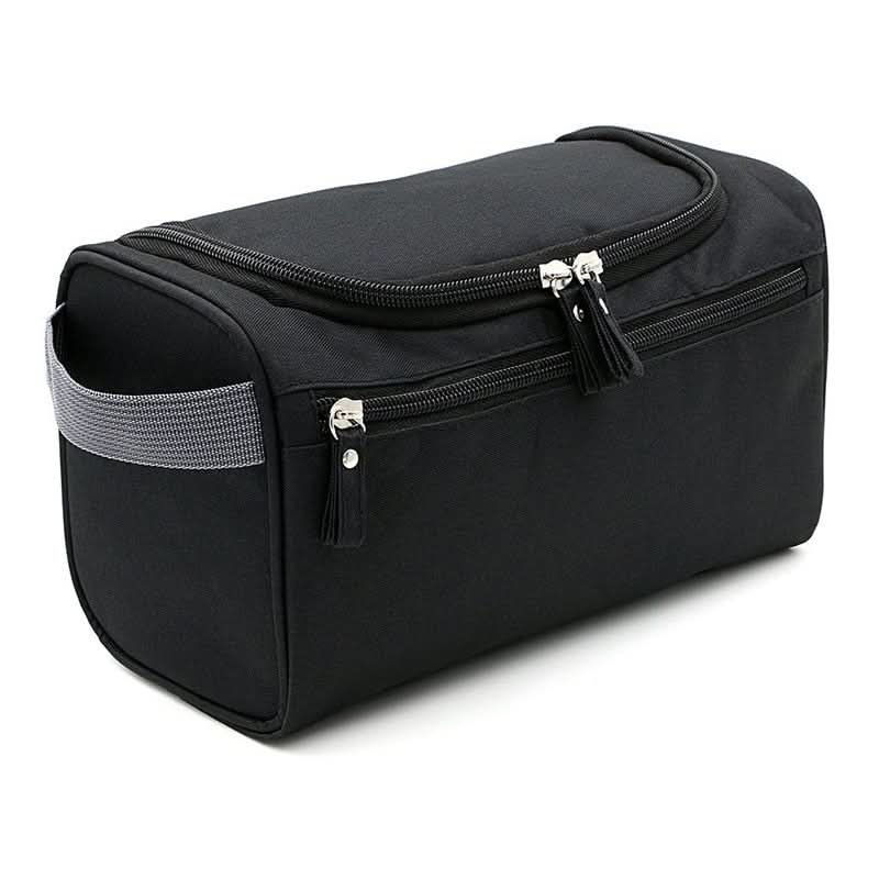 Compact toiletry bag with hook & water-repellent design