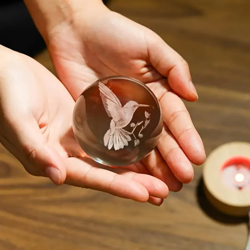Colibria Crystal Ball Hummingbird | 3D Laser Engraving & LED Base | Decoration & Gift Idea