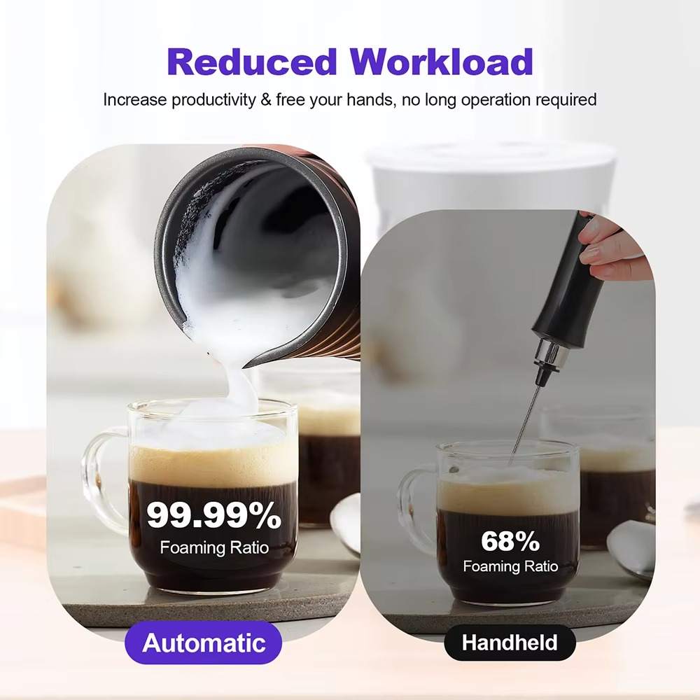 Versatile 4-in-1 Electric Milk Frother for Hot and Cold Beverages