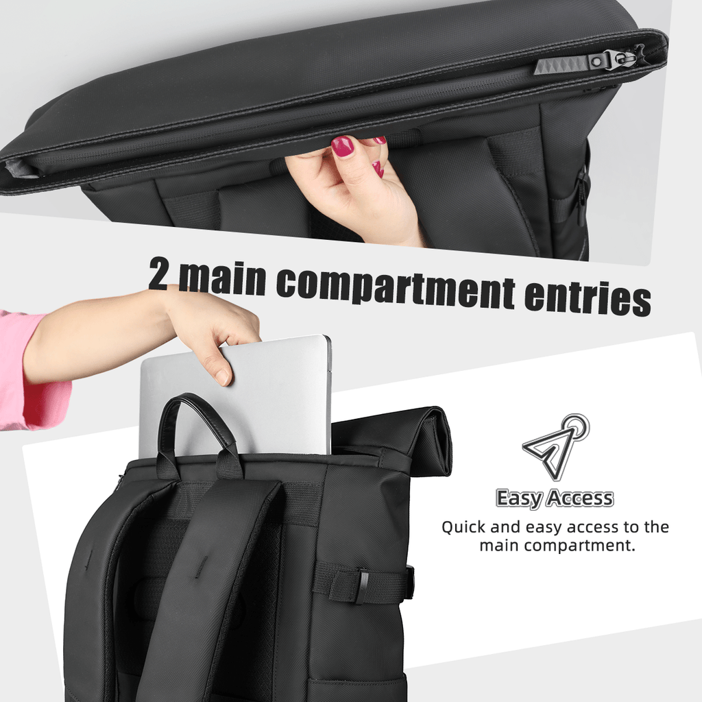 Expandable outdoor backpack with large volume & laptop compartment